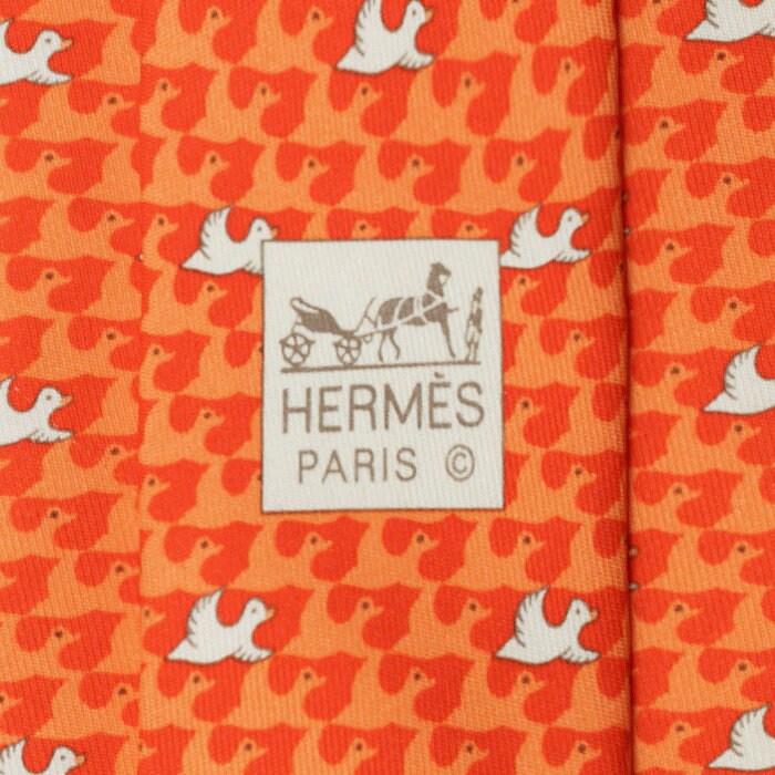 Hermes Men's Silk Tie Whimsical Ducks Pattern 5385 | Necktie Cravate