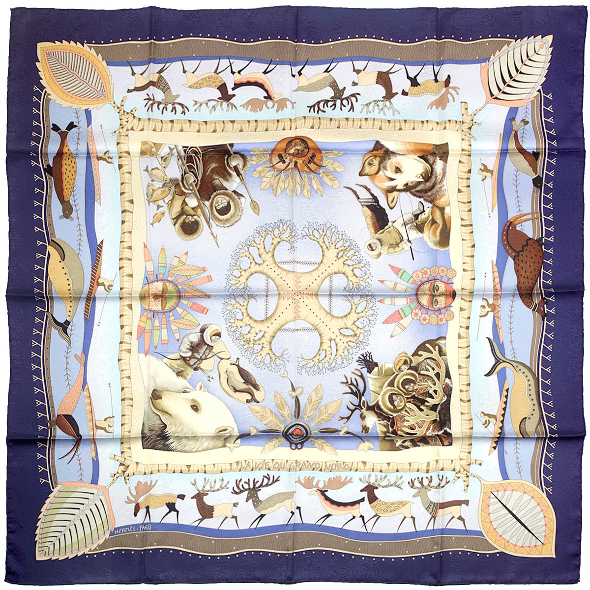HERMES エルメス 2006 Paris in the air シルクカレ Hermes Vintage Rare scarf Carre 90 LES CLES Silk from japan