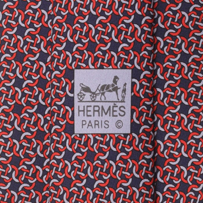 Hermes Men's Silk Tie Geometric Rings Pattern 605743 | Necktie Cravate