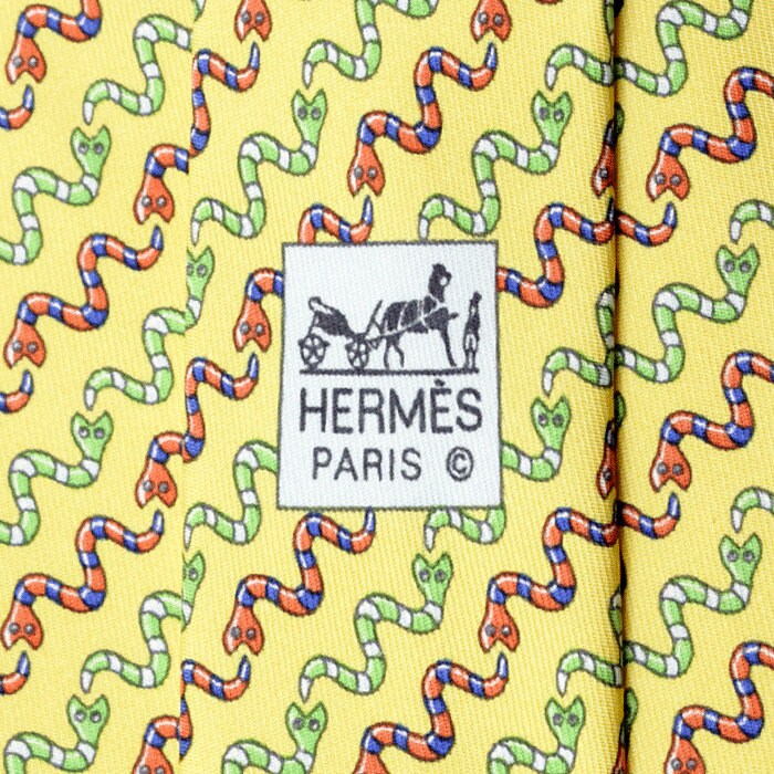 Hermes Men's Silk Tie Whimsical Snakes Pattern 5575 | Necktie Cravate