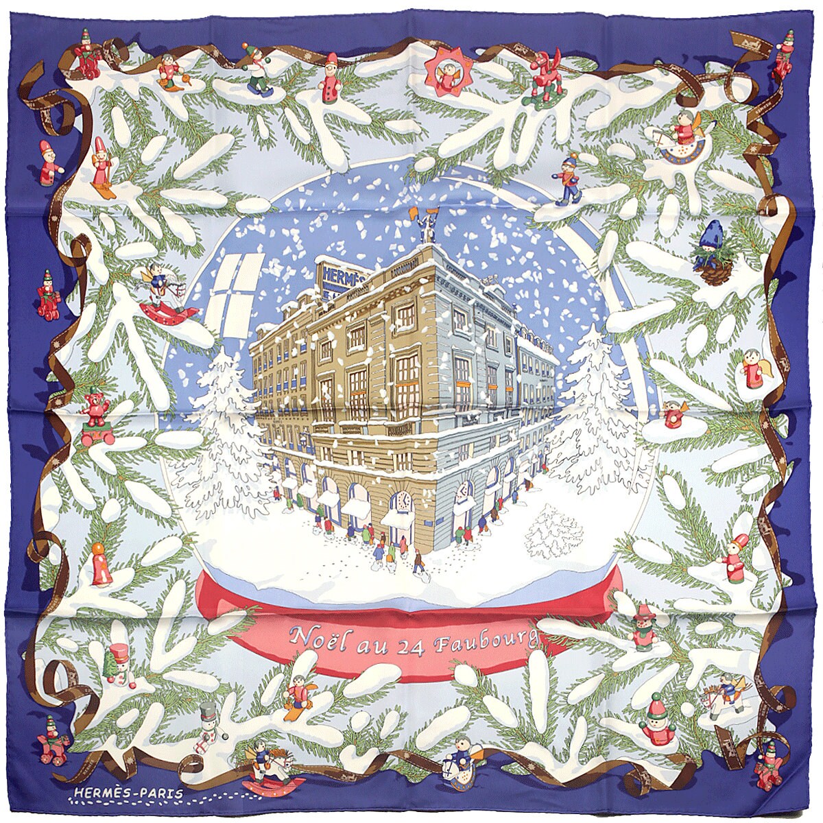 Hermes Scarf "Noel au 24 Faubourg" by Dimitri Rybaltchenko 90cm Silk | Carre Foulard