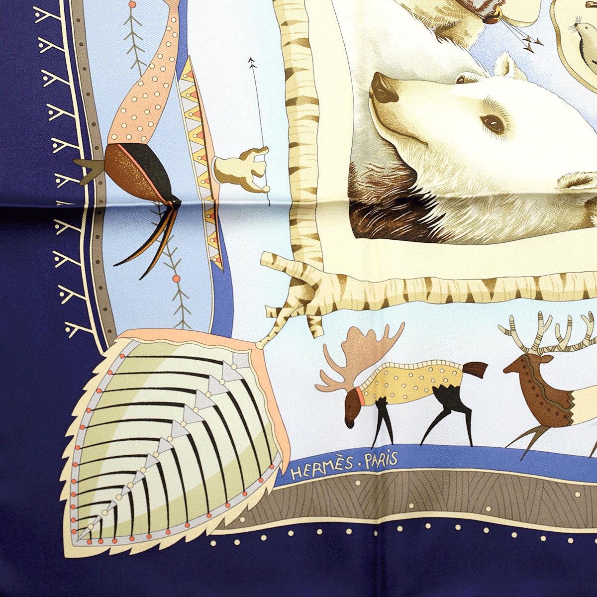 Hermes Scarf "Vie du Grand Nord" by Aline Honore 90cm Silk | Foulard Carre