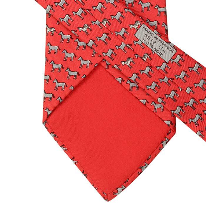 Hermes Men's Silk Tie Whimsical Horses and Zebras Pattern 5518