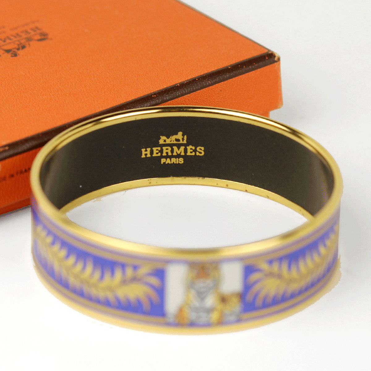 Hermes Bracelet 70 Wide Gold Enamel Tigre Royal | Bangle GHW
