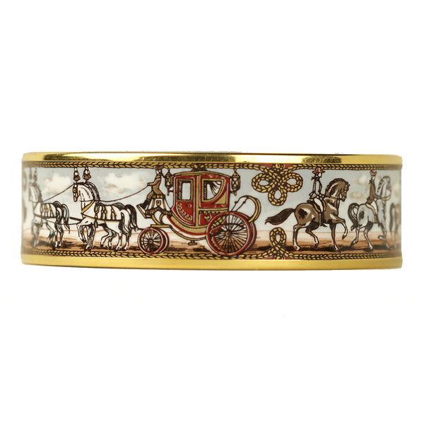 Hermes Bracelet 70 Wide Gold Enamel Carriage | Bangle GHW