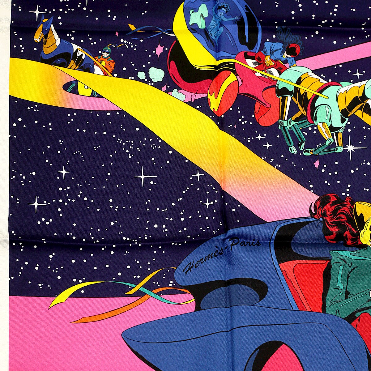 Hermes Scarf "Space Derby" by Ugo Bienvenu 90cm Silk | Carre Foulard
