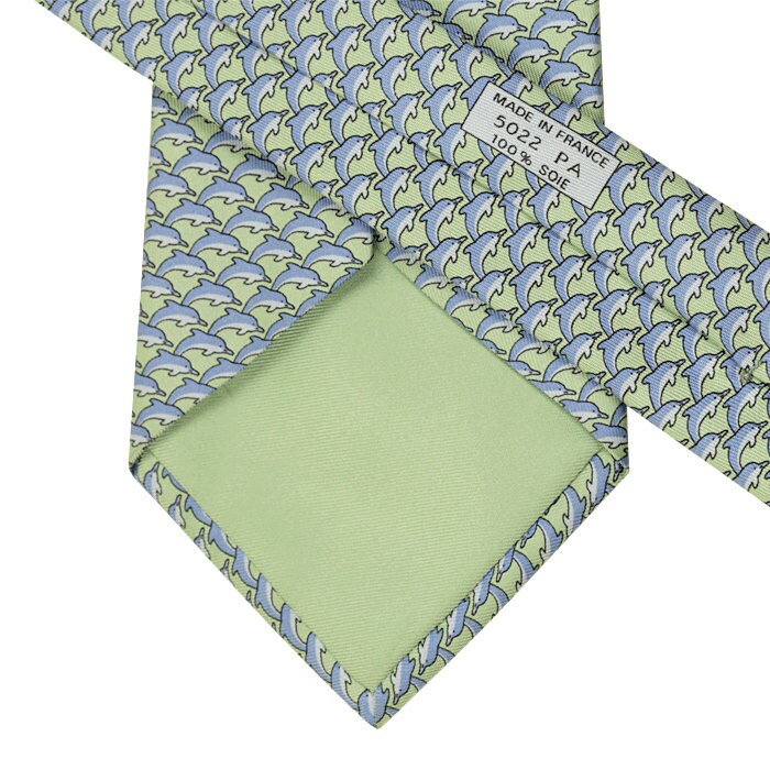 Hermes Men's Silk Tie Whimsical Dolphins Pattern 5022 | Necktie Cravate