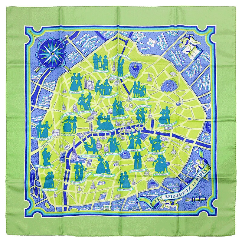 Hermes Scarf "Les Amoureux de Paris" by Maurice Tranchant 90cm Silk | Carre Foulard