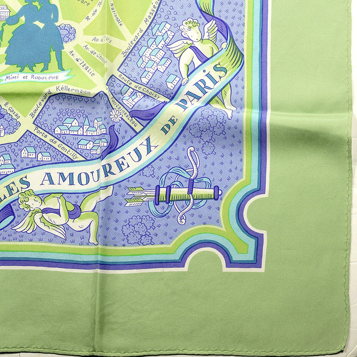 Hermes Scarf "Les Amoureux de Paris" by Maurice Tranchant 90cm Silk | Carre Foulard