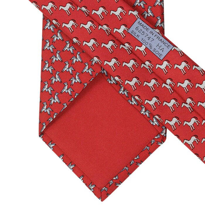 Hermes Men's Silk Tie Whimsical Origami Horse Pattern 625747 | Necktie Cravate