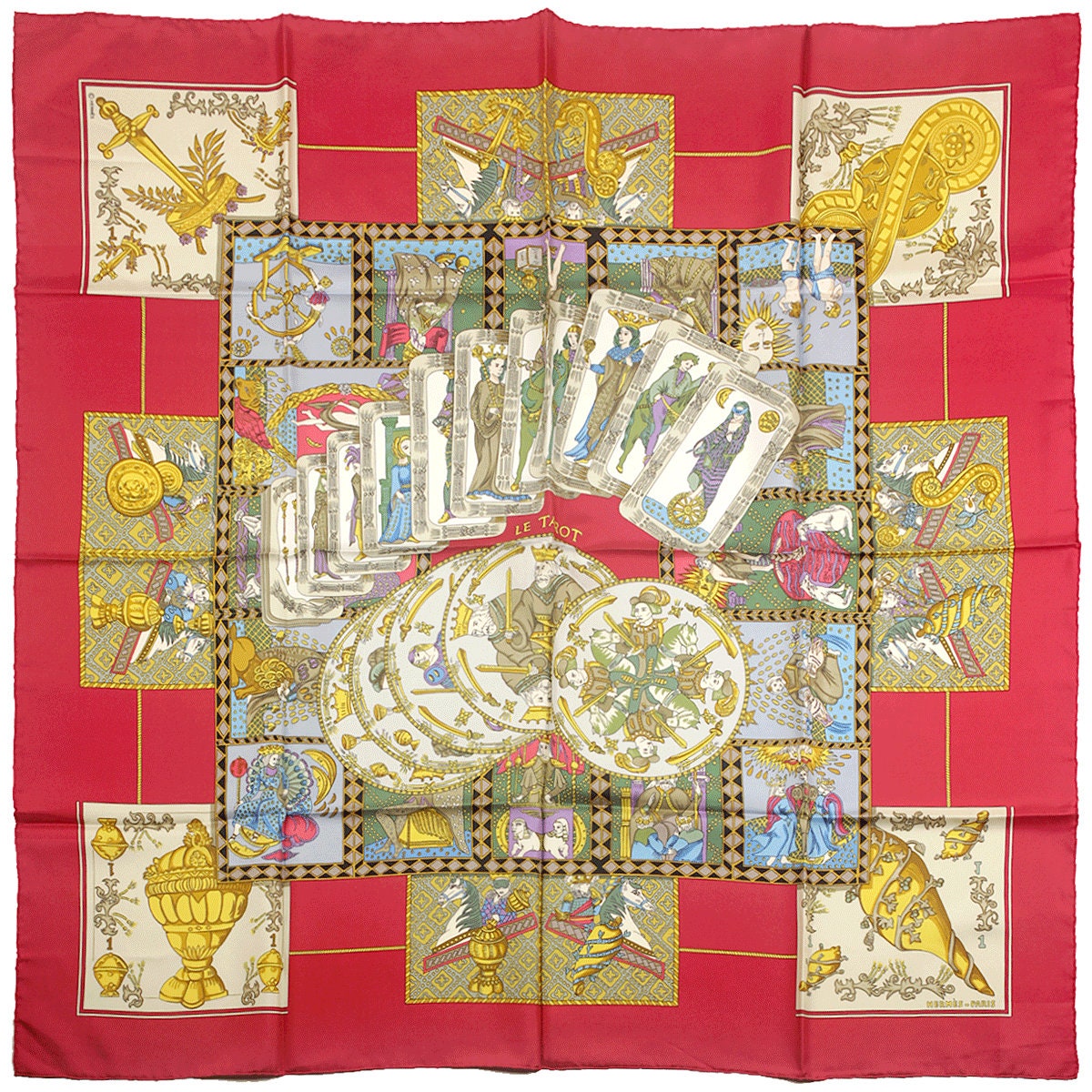 Hermes Scarf "Le Tarot" by Annie Faivre 90cm Silk | Carre Foulard