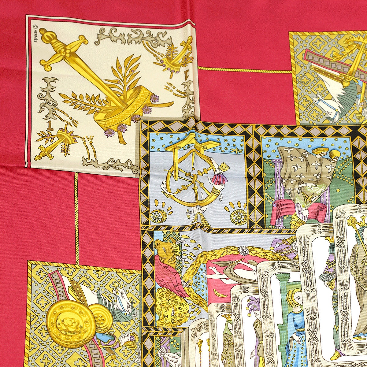 Hermes Scarf "Le Tarot" by Annie Faivre 90cm Silk | Carre Foulard