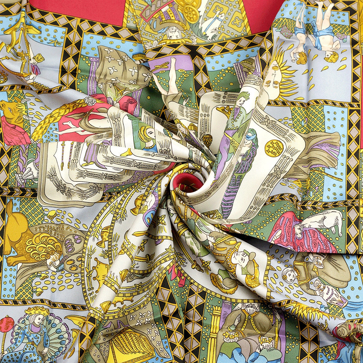 Hermes Scarf "Le Tarot" by Annie Faivre 90cm Silk | Carre Foulard