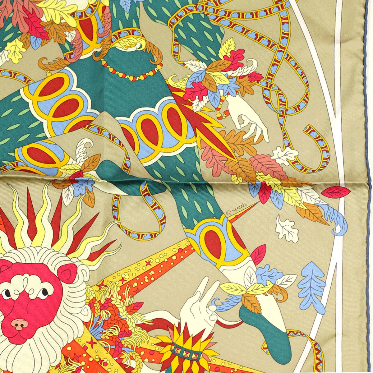 季節の祭典を彩る HERMES brode Le Sacre des Saisons スカーフ 季節の祭典を彩る HERMES brode Le Sacre des Saisons スカーフ