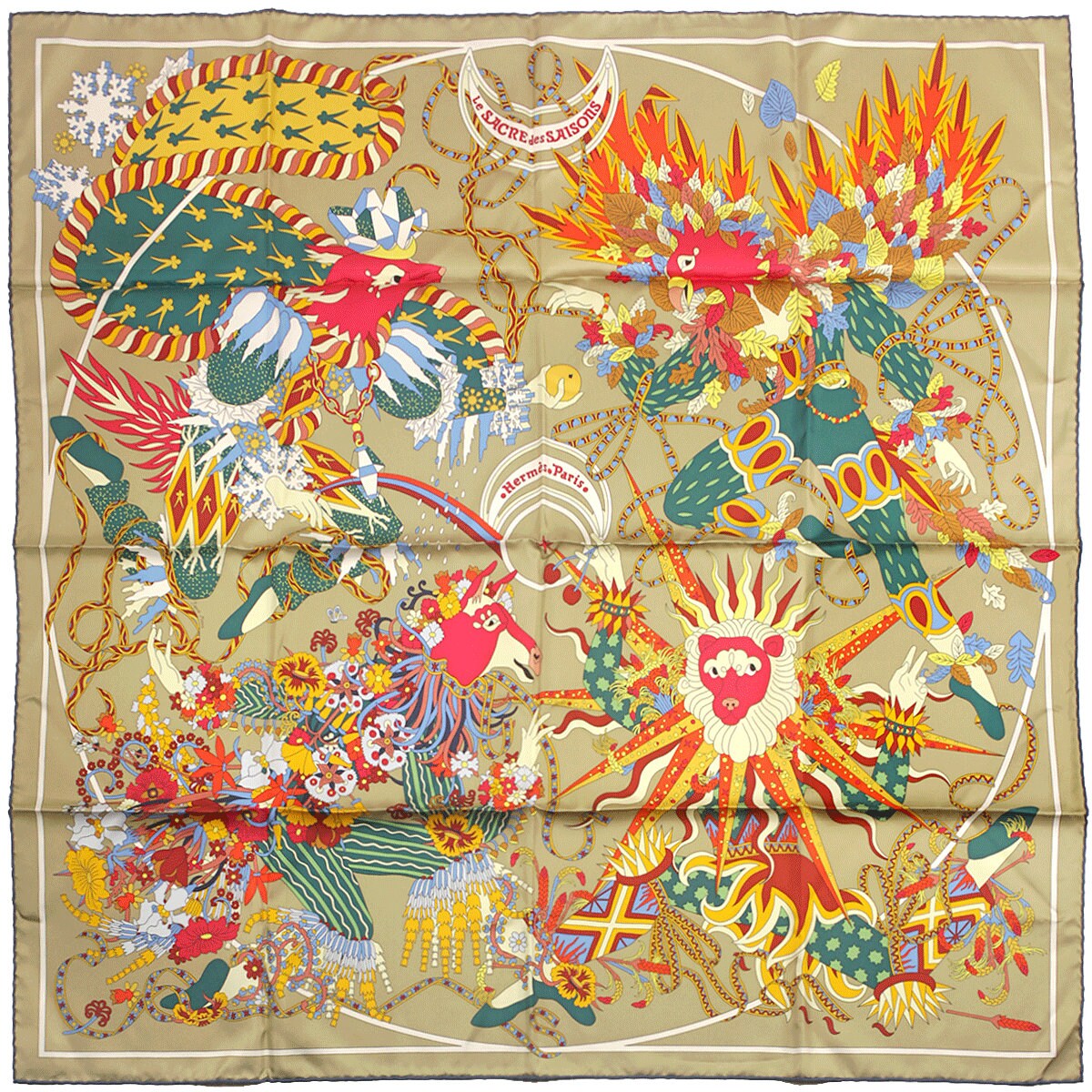 Hermes Scarf "Le Sacre des Saisons" by Pierre Marie 90cm Silk | Carre Foulard