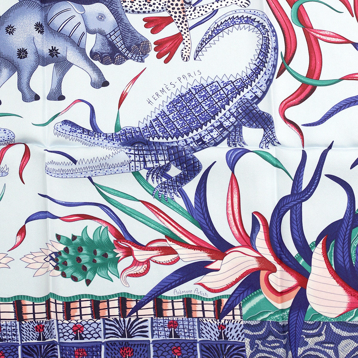 Hermes Scarf "Marche du Zambeze" by Ardmore Artists 90cm Silk Wash Carre | Carre Foulard