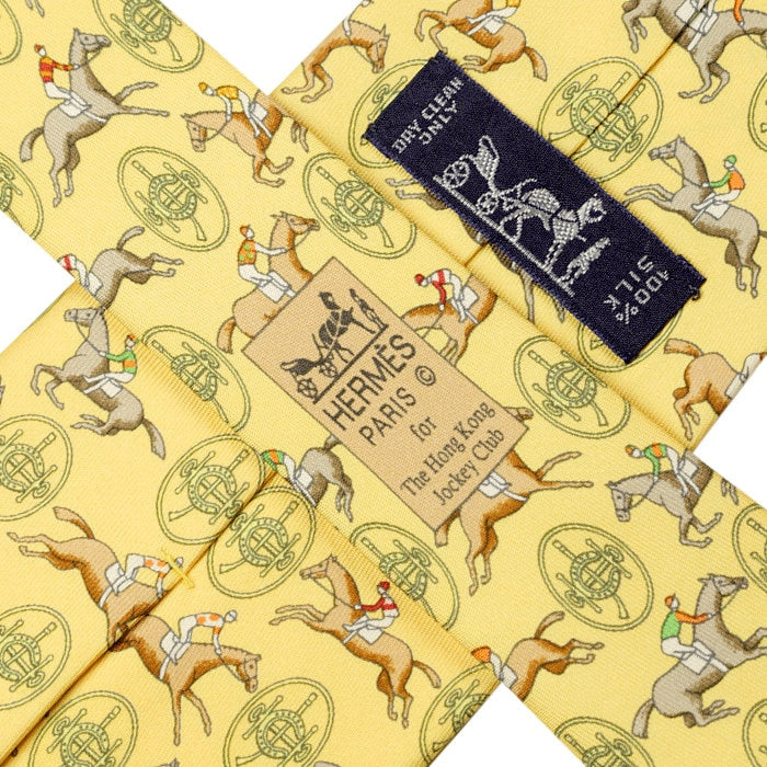 Hermes Men's Silk Tie Limited Edition Necktie for "The Hong Kong Jockey Club" Pattern 7722 | Cravate