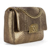 Chanel Bag Classic Single Flap Gold Python Leather with Gold Hardware Small