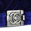 Chanel Boy Bag Blue Velvet Quilted with Ruthenium Hardware Small