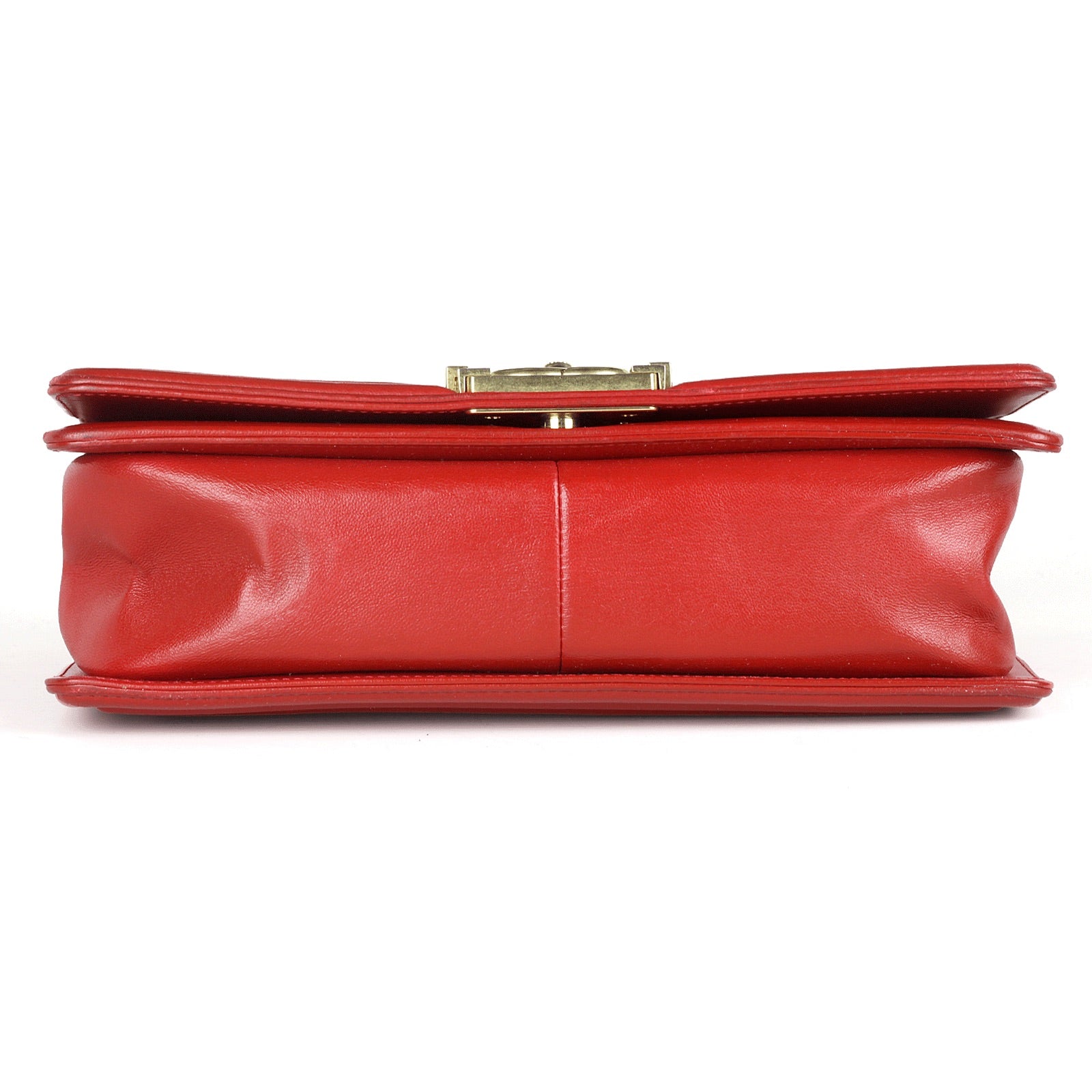 Chanel Boy Bag Chinese Red Lambskin Leather with Gold